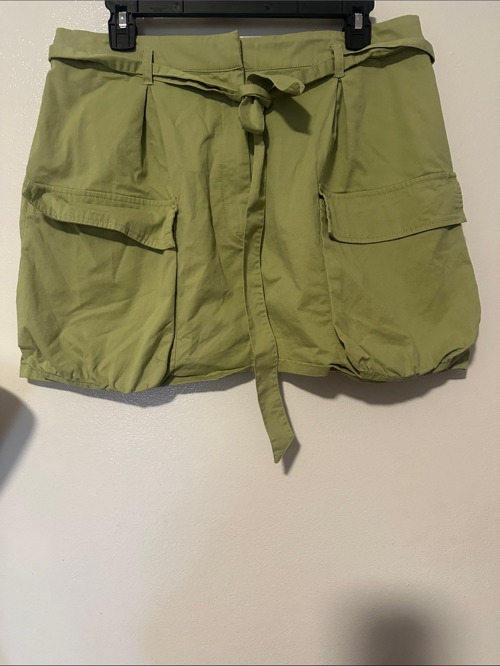 Tie-Waist Olive Cargo Shorts for Women